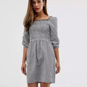 Mango square neck puff sleeve mini dress